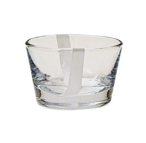 Szklany świecznik tealight z białym paskiem