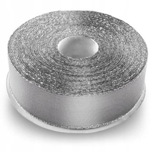 Tasiemka 25mm Wstążka metaliczna bez drut SREBR 22