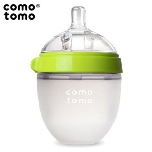 COMOTOMO - antykolkowa butelka silikonowa 150 ml Green NEWBORN