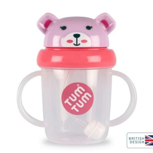 Tum Tum Weany Kubek z obciążoną słomką Miś Betsy Pink
