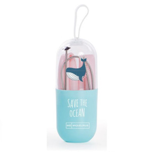 Słomka silikonowa Save The Ocean - Różowa