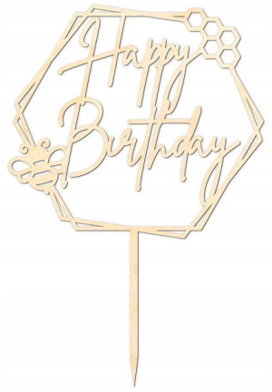 Topper na tort Happy birthday Dekoracja ozdoba