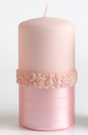 Świeca BELLA walec średni 7xh14cm       parafinowa rose gold