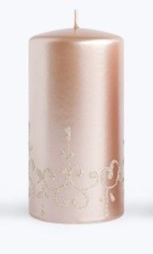 Świeca TIFFANY walec średni parafinowa 7xh14cm rosegold
