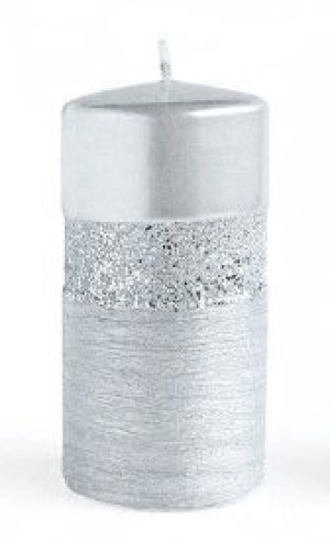 Świeca QUEEN EVO walec duży 7xh18cm srebrna