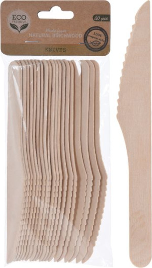 Komplet 20 NOŻY DREWNIANYCH 16CM