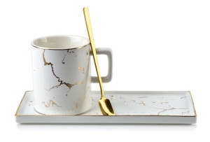 ODETTE WHITE Kubek 270ml ze spodkiem 22x10,5cm