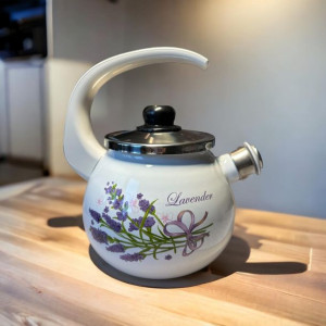 Czajnik emaliowany biały LAWENDA 2,5l