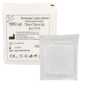 Kompres gazy jałowy 17 nit sterylny 7,5x7,5cm 3szt