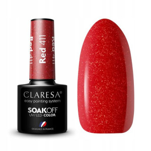 Claresa Lakier hybrydowy RED 411 Poziomka Czerwony