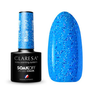 Claresa Lakier hybrydowy BLUE 709 Brokat Niebieski