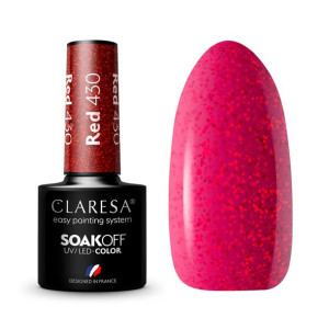 Claresa Lakier hybrydowy RED 430 Brokat Czerwony