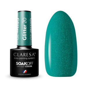 Claresa Lakier hybrydowy GLITTER 20 Brokat Zielony