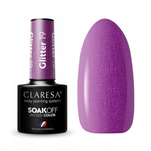 Claresa Lakier hybrydowy GLITTER 19 Brokat Fiolet