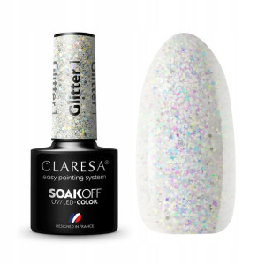 Claresa Lakier hybrydowy GLITTER 1 Brokat Srebrny