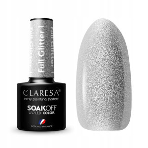 Claresa lakier hybryd Full Glitter 1 Brokat srebro
