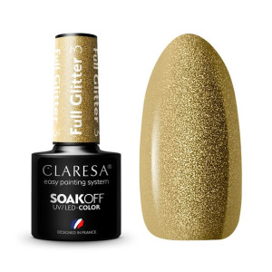 Claresa lakier hybryd Full Glitter 3 Brokat złoty