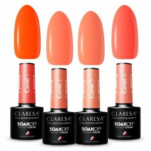 Claresa Kolekcja lakiery hybryd seria Coral 4 szt