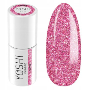 Yoshi Pro lakier hybrydowy 412 Różowy Brokat 6ml
