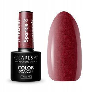Claresa Lakier hybrydowy SPARKLE 8 Brokat Czerwony