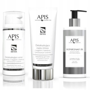 Apis Zestaw oczyszczający węgiel serum żel maska