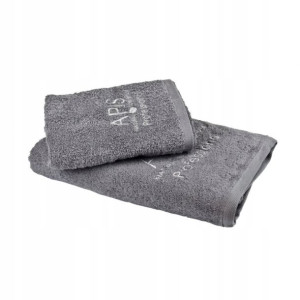 APIS Ręcznik Frotte 100% bawełny logo 70x140 szar