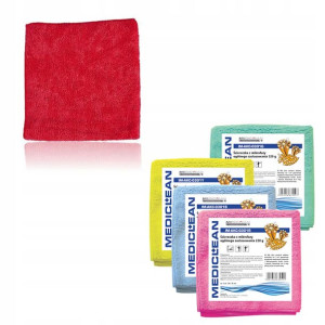 MEDICLEAN Ściereczki MIKROFIBRA 30x30cm 5szt czerw