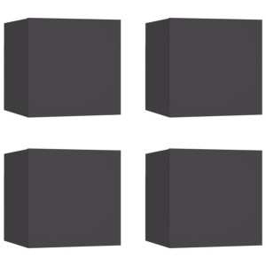 Wiszące szafki telewizyjne, 4 szt., szare, 30,5x30x30 cm