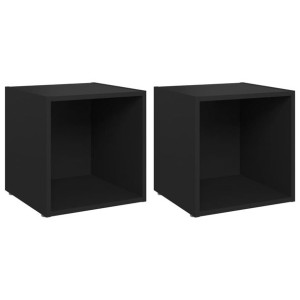 Szafki pod TV, 2 szt., czarne, 37x35x37 cm, płyta wiórowa