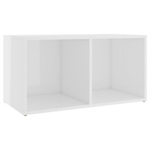 Szafka pod TV, wysoki połysk, biała, 72x35x36,5 cm, płyta
