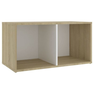 Szafka pod TV, biel i dąb sonoma, 72x35x36,5 cm, płyta wiórowa