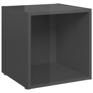Szafka pod TV, wysoki połysk, szara, 37x35x37 cm, płyta
