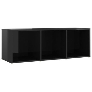 Szafka pod TV, czarna na wysoki połysk, 107x35x37 cm, płyta