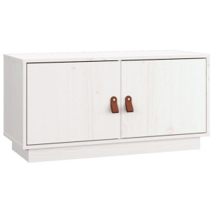 Szafka pod telewizor, biała, 80x34x40 cm, lite drewno sosnowe