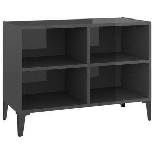 Szafka TV z metalowymi nóżkami, szara, połysk, 69,5x30x50 cm