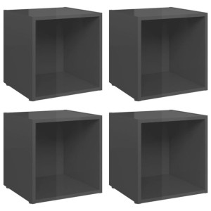 Szafki pod TV, 4 szt., wysoki połysk, szare, 37x35x37 cm, płyta