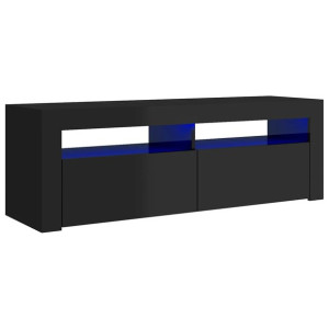 Szafka pod TV z LED, czarna, wysoki połysk, 120x35x40 cm