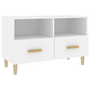 Szafka pod TV, biała, 80x36x50 cm, materiał drewnopochodny