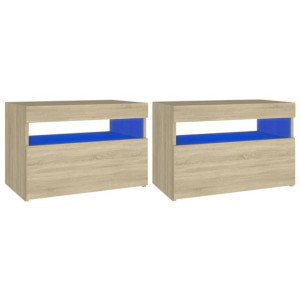 Szafki TV z oświetleniem LED, 2 szt., dąb sonoma, 60x35x40 cm