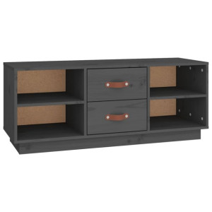 Szafka pod TV, szara, 100x34x40 cm, lite drewno sosnowe