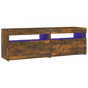 Szafka pod TV z oświetleniem LED, przydymiony dąb, 120x35x40 cm
