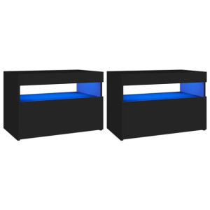 Szafki TV z oświetleniem LED, 2 szt., czarne, 60x35x40 cm