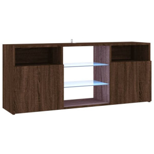 Szafka TV z oświetleniem LED, brązowy dąb, 120x30x50 cm