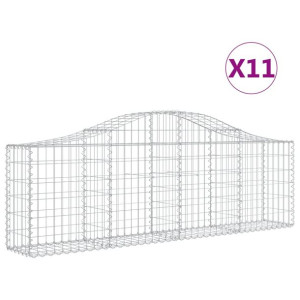 Kosze gabionowe, 11 szt, 200x30x60/80 cm, galwanizowane żelazo