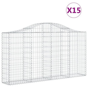 Kosze gabionowe, 15 szt, 200x30x100/120cm, galwanizowane żelazo