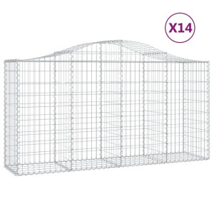Kosze gabionowe, 14 szt, 200x50x100/120cm, galwanizowane żelazo