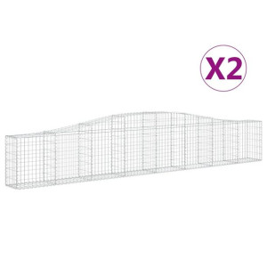 Kosze gabionowe, 2 szt, 400x30x60/80 cm, galwanizowane żelazo
