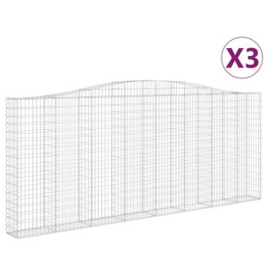Kosze gabionowe, 3 szt, 400x30x160/180 cm, galwanizowane żelazo