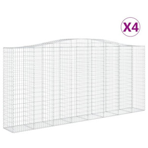 Kosze gabionowe, 4 szt, 400x50x180/200 cm, galwanizowane żelazo