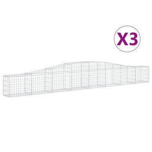 Kosze gabionowe, 3 szt, 400x30x40/60 cm, galwanizowane żelazo